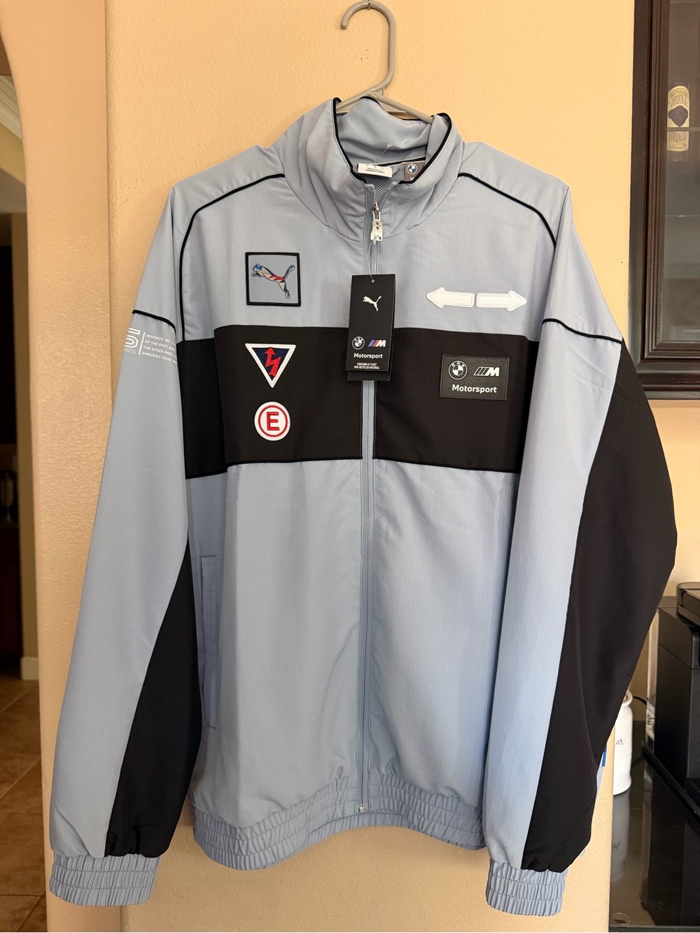BMW Motorsport Light Blue and Black Windbreaker Jacket